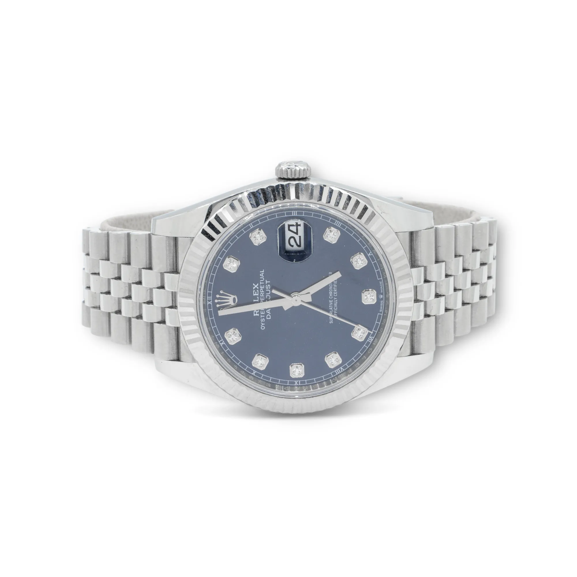 Rolex Datejust 41MM Blue Diamond Steel Diamond Dial and White Gold Jubilee Watch 126334