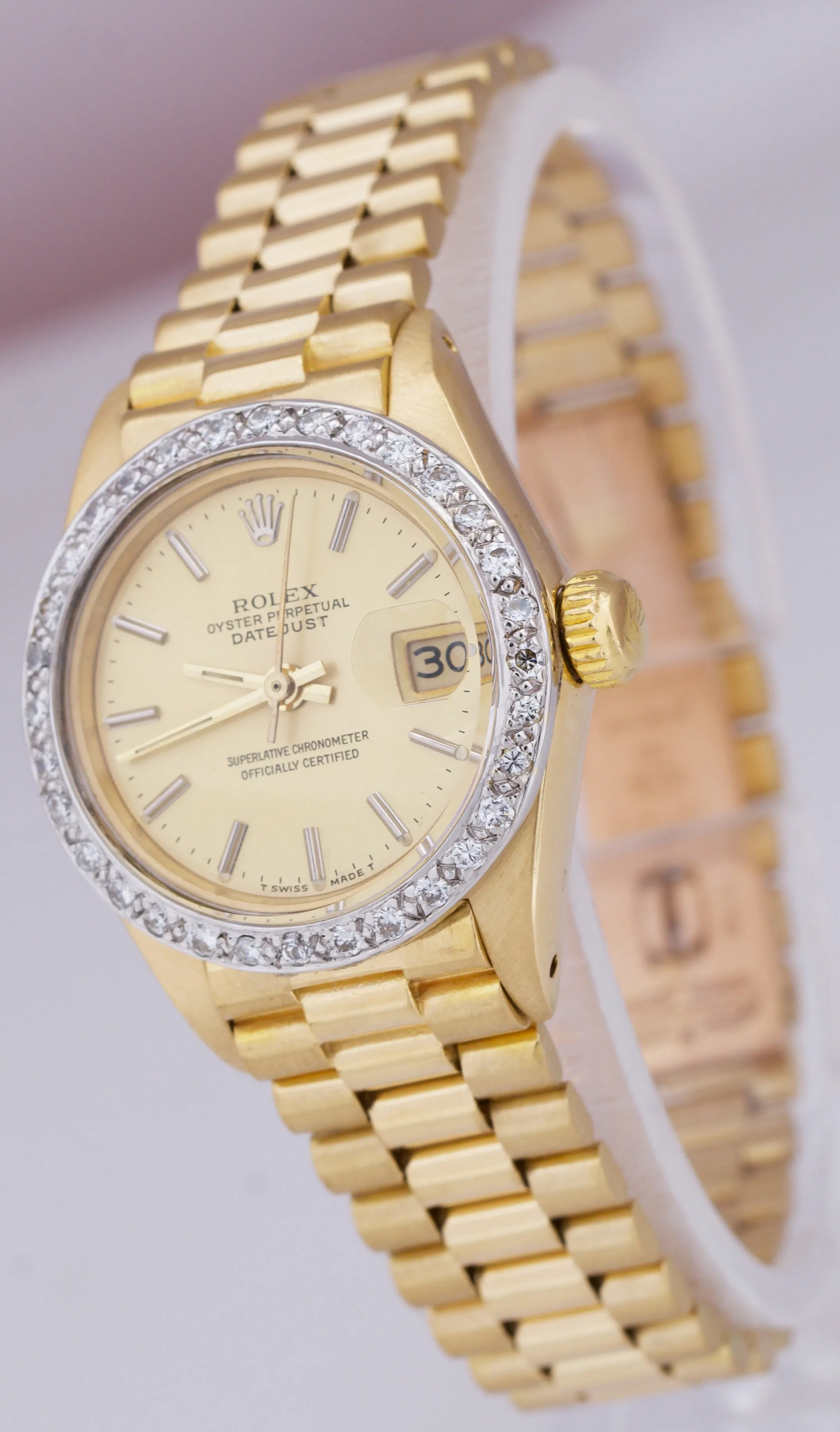 Rolex DateJust President 6917 DIAMOND BEZEL 18K Yellow Gold 26mm Watch 69178