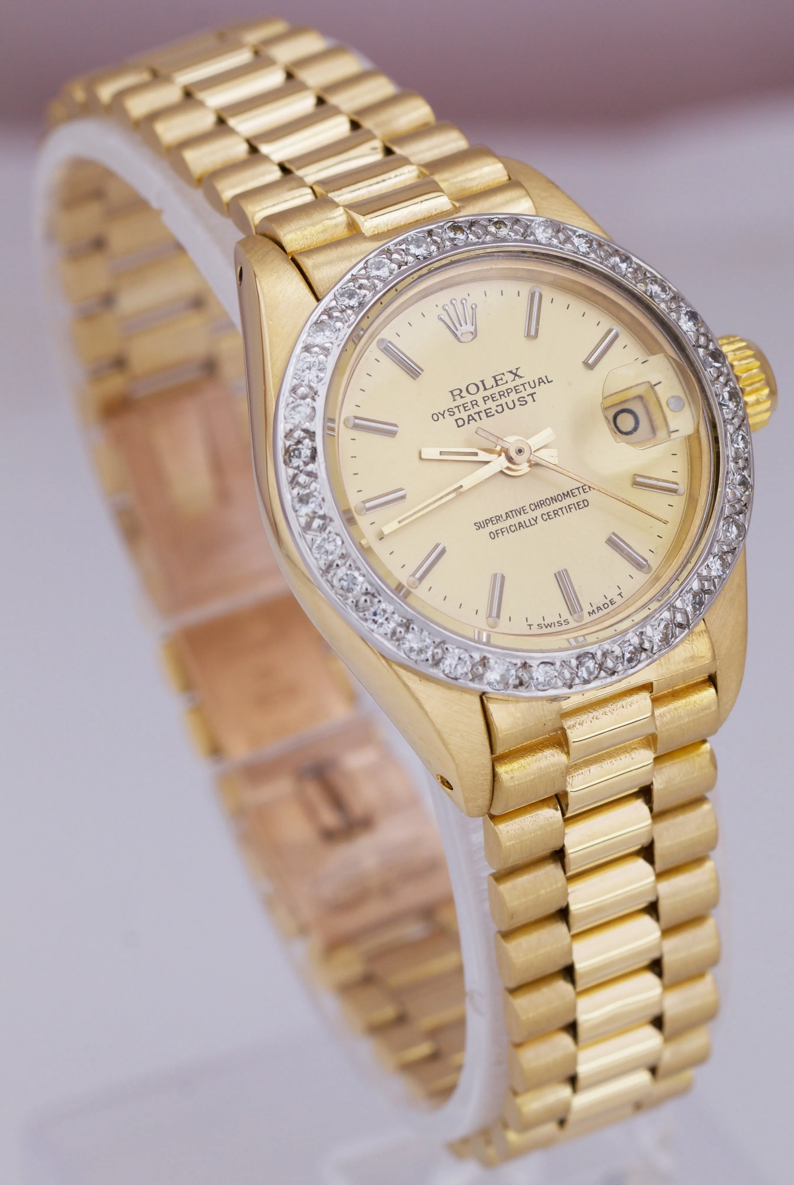 Rolex DateJust President 6917 DIAMOND BEZEL 18K Yellow Gold 26mm Watch 69178