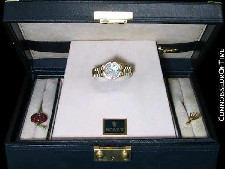 Rolex Ladies President Datejust Crown Collection, Ref. 79068 - 18K Gold & Factory Diamonds & Rubies