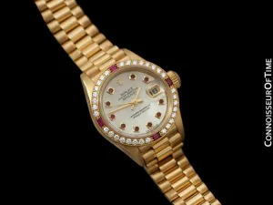 Rolex Ladies President Datejust Crown Collection, Ref. 79068 - 18K Gold & Factory Diamonds & Rubies