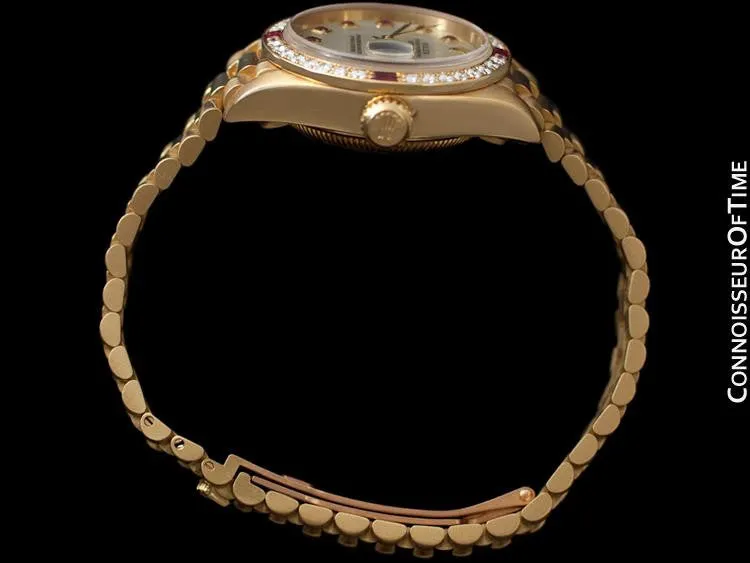 Rolex Ladies President Datejust Crown Collection, Ref. 79068 - 18K Gold & Factory Diamonds & Rubies