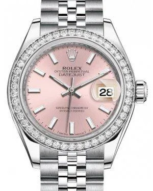 Rolex Lady Datejust 28 White Gold/Steel Pink Index Dial & Diamond Bezel Jubilee Bracelet 279384RBR
