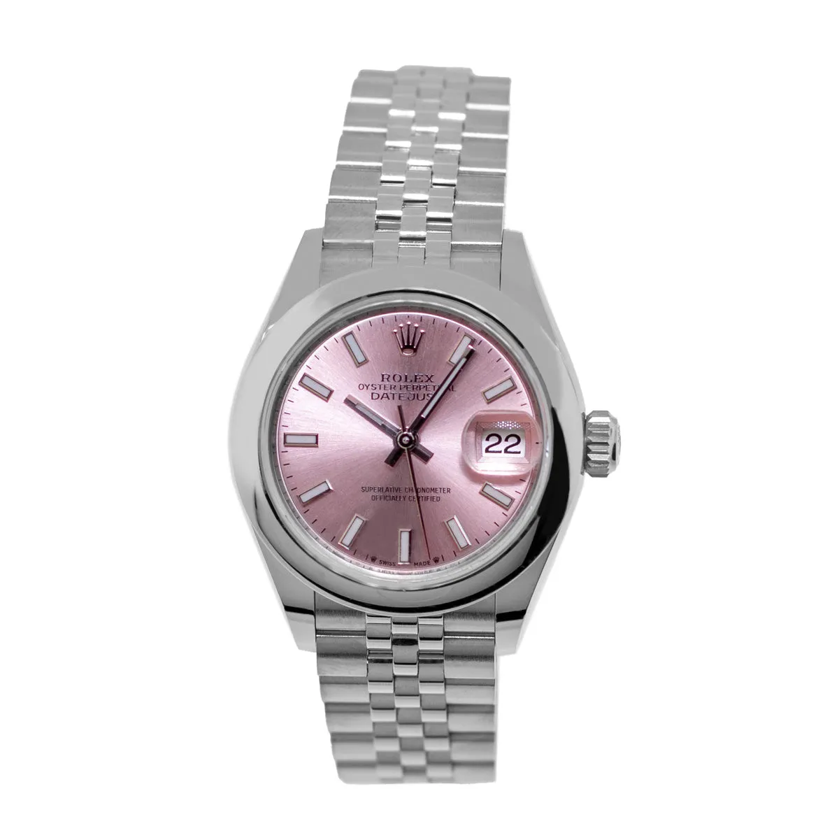 Rolex Lady-Datejust 28mm Stainless Steel Pink Index Dial & Smooth Bezel 279160