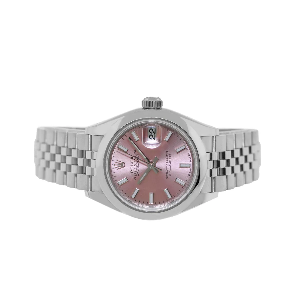 Rolex Lady-Datejust 28mm Stainless Steel Pink Index Dial & Smooth Bezel 279160