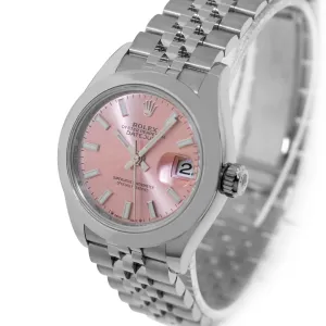 Rolex Lady-Datejust 28mm Stainless Steel Pink Index Dial & Smooth Bezel 279160