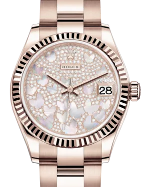 Rolex Lady-Datejust 31 Rose Gold Mother of Pearl Butterfly Diamond Paved Dial & Fluted Bezel Oyster Bracelet 278275
