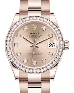 Rolex Lady-Datejust 31 Rose Gold Rose Diamond Dial & Diamond Bezel Oyster Bracelet 278285RBR