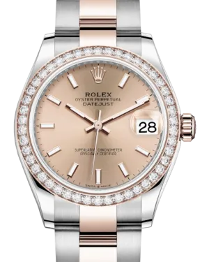 Rolex Lady-Datejust 31 Rose Gold/Steel Rose Index Dial & Diamond Bezel Oyster Bracelet 278381RBR