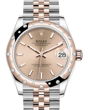 Rolex Lady-Datejust 31 Rose Gold/Steel Rose Index Dial & Domed Set with Diamonds Bezel Jubilee Bracelet 278341RBR