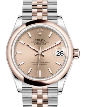 Rolex Lady-Datejust 31 Rose Gold/Steel Rose Index Dial & Smooth Domed Bezel Jubilee Bracelet 278241 - NEW