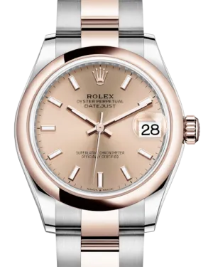 Rolex Lady-Datejust 31 Rose Gold/Steel Rose Index Dial & Smooth Domed Bezel Oyster Bracelet 278241 - NEW