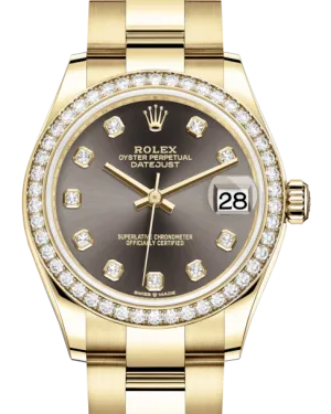 Rolex Lady-Datejust 31 Yellow Gold Dark Grey Diamond Dial & Diamond Bezel Oyster Bracelet 278288RBR