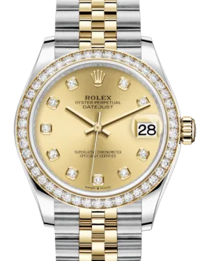 Rolex Lady-Datejust 31 Yellow Gold/Steel Champagne Diamond Dial & Diamond Bezel Jubilee Bracelet 278383RBR