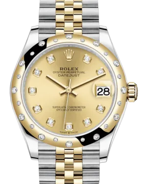 Rolex Lady-Datejust 31 Yellow Gold/Steel Champagne Diamond Dial & Domed Set with Diamonds Bezel Jubilee Bracelet 278343RBR