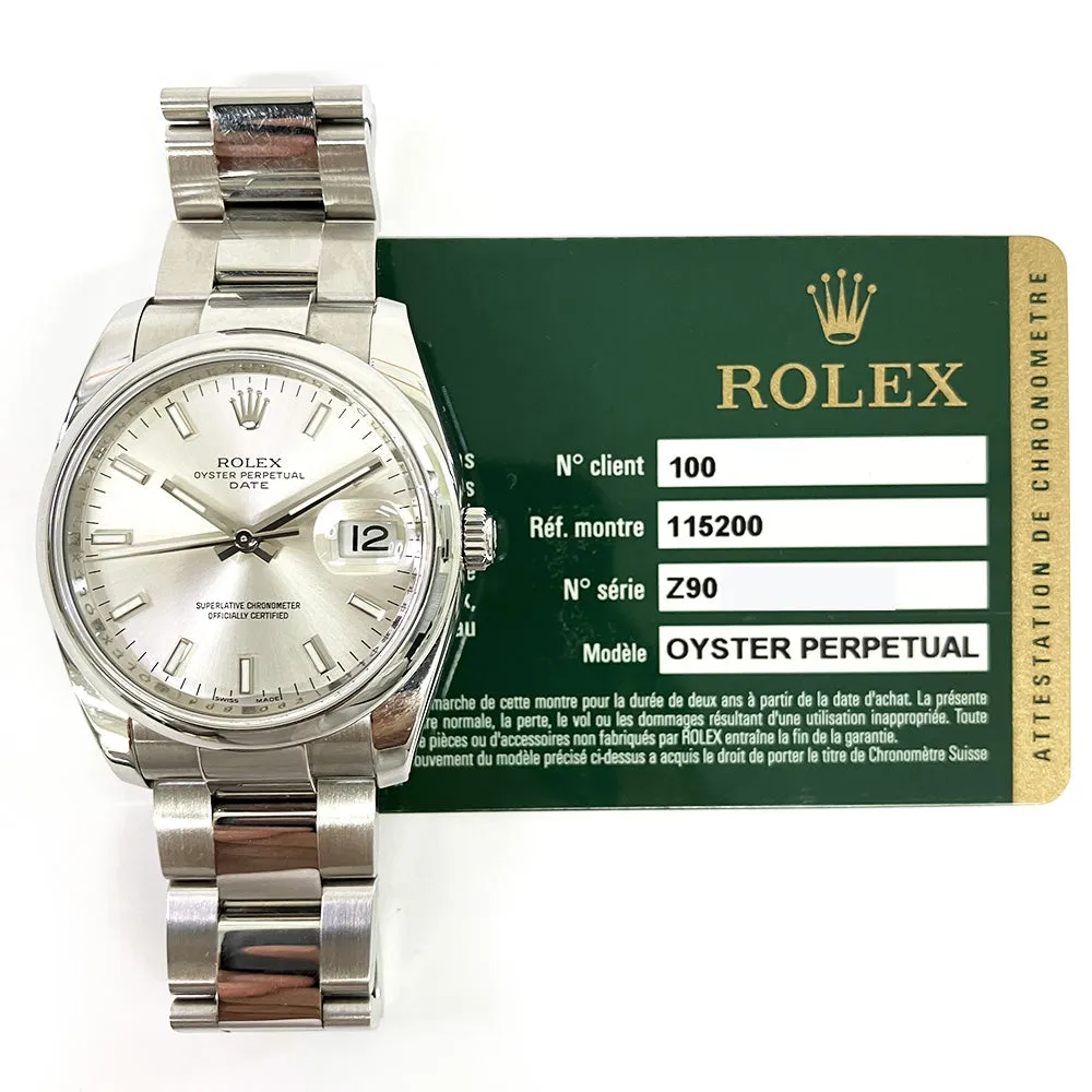Rolex Oyster Perpetual Date 15200 Silver Dial Jul 2007