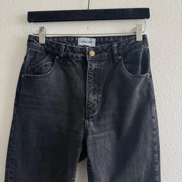 Rolla’s Original High Rise Straight Leg Jeans Washed Black Minimal