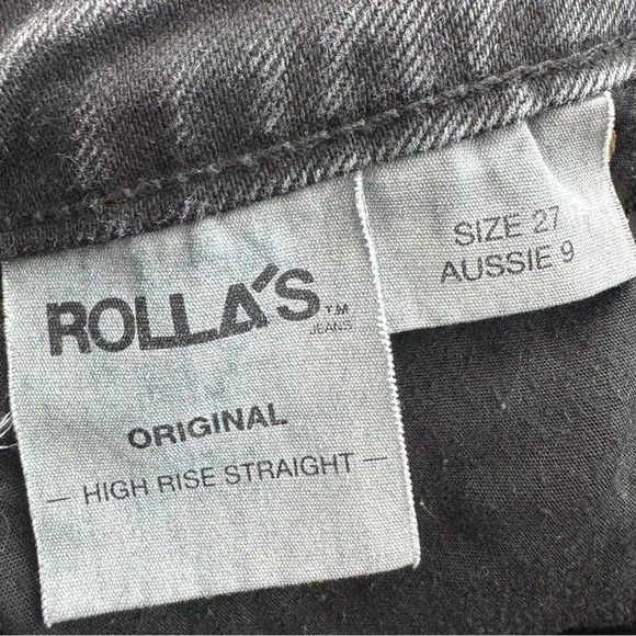 Rolla’s Original High Rise Straight Leg Jeans Washed Black Minimal