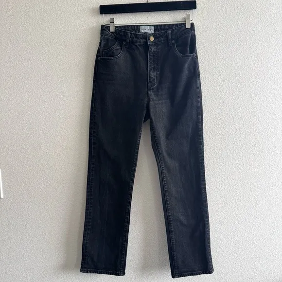 Rolla’s Original High Rise Straight Leg Jeans Washed Black Minimal