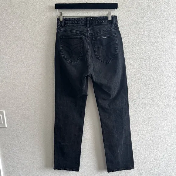 Rolla’s Original High Rise Straight Leg Jeans Washed Black Minimal
