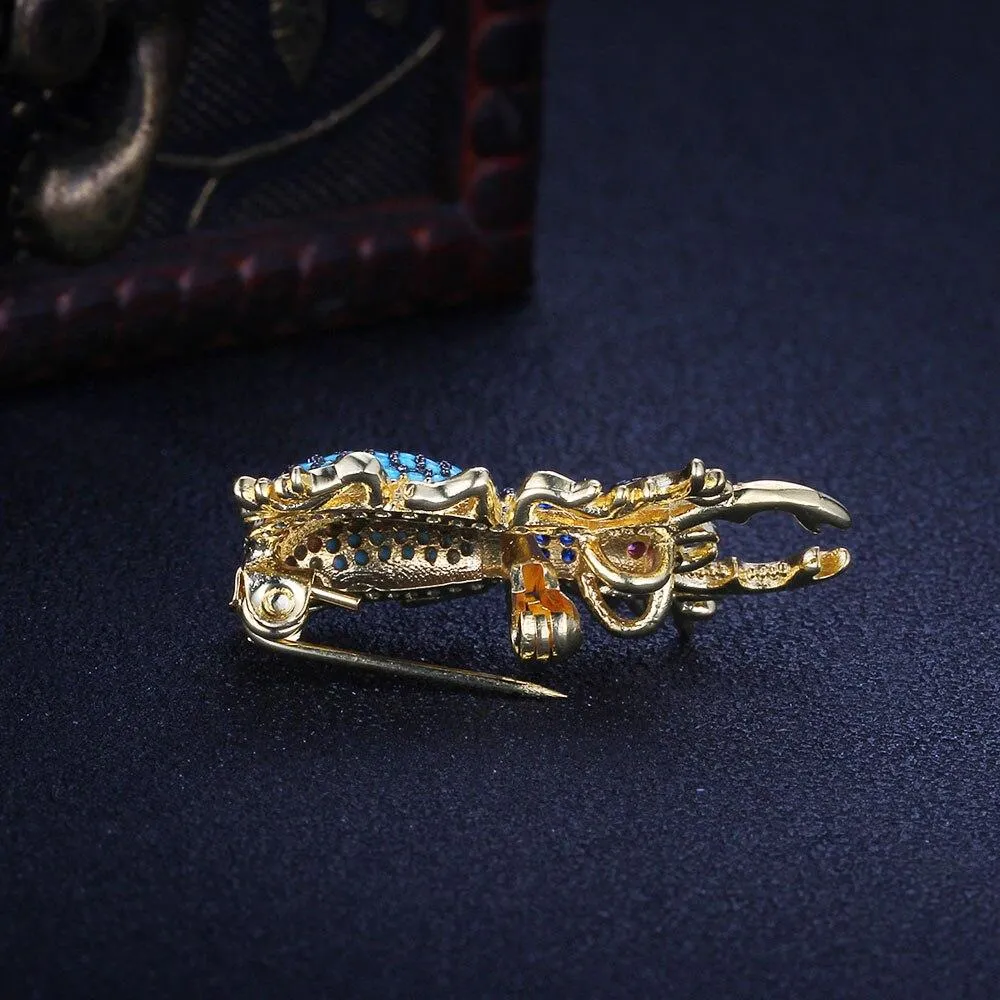 Romantic Copper Crystal Beetle Insect with Cubic Zirconia Pendant Necklace, Fashion Jewelry Gift for Women