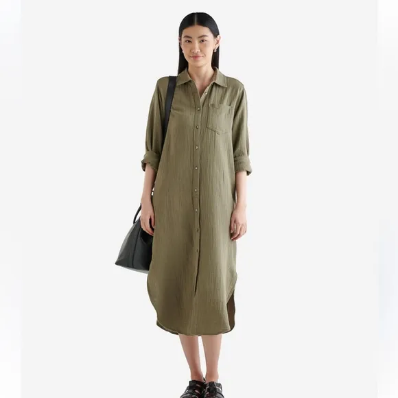 Roots organic Cotton Gauze Shirt Dress green xl