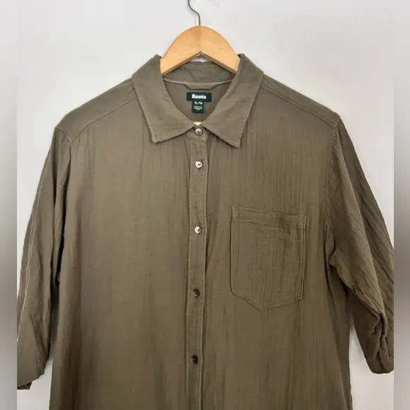 Roots organic Cotton Gauze Shirt Dress green xl