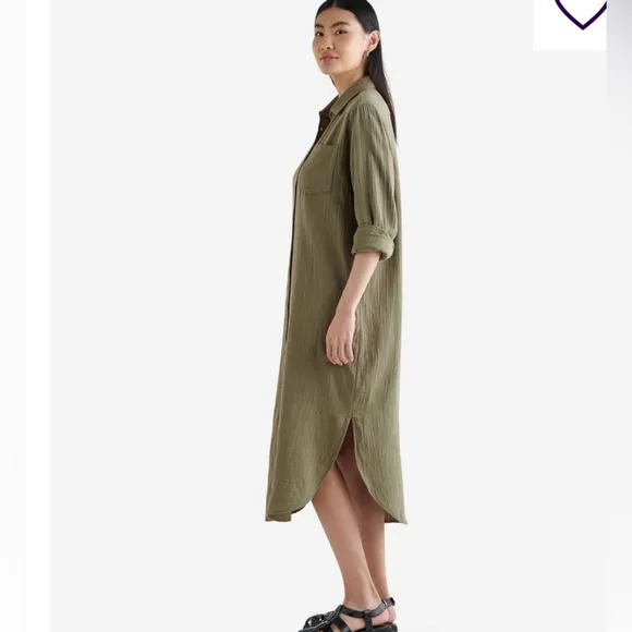 Roots organic Cotton Gauze Shirt Dress green xl