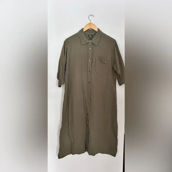 Roots organic Cotton Gauze Shirt Dress green xl
