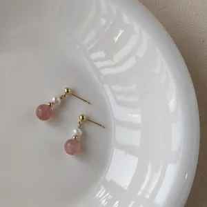 Rose Quartz and Pearl Earrings