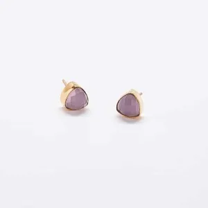 Rose Quartz Gold Triangle Studs