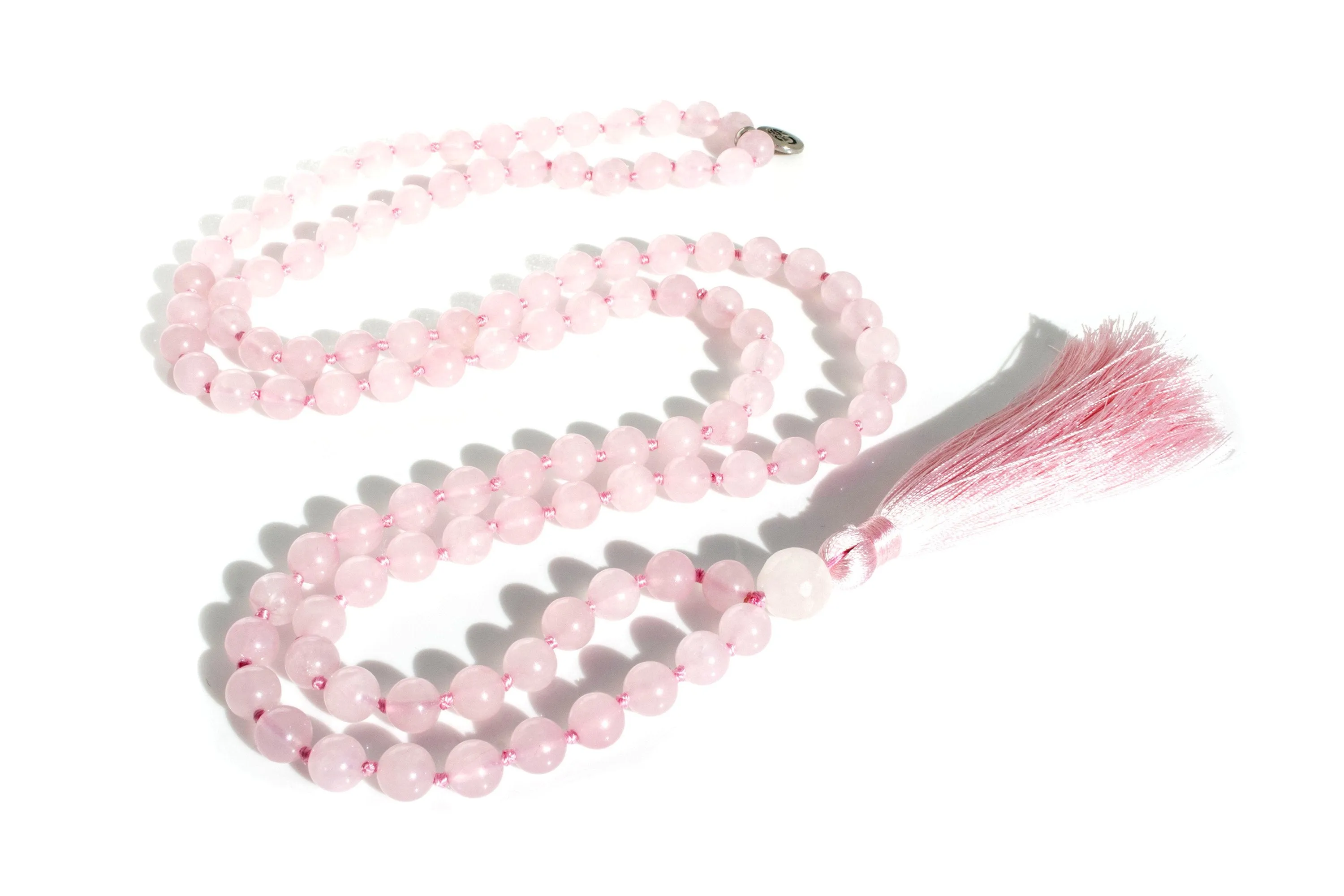 Rose Quartz Mala Beads Necklace - "I am Enough"