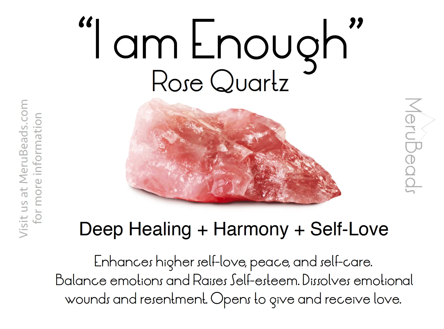 Rose Quartz Mala Beads Necklace - "I am Enough"