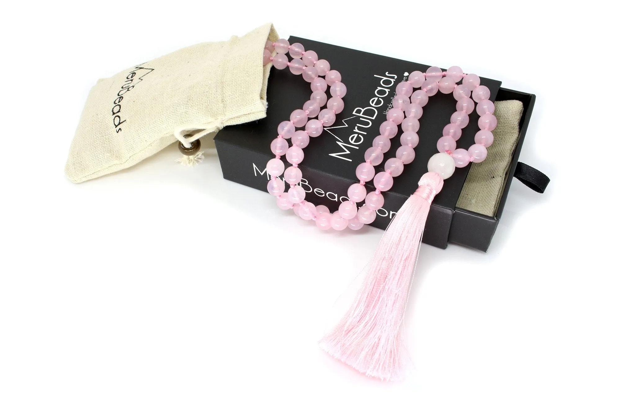 Rose Quartz Mala Beads Necklace - "I am Enough"