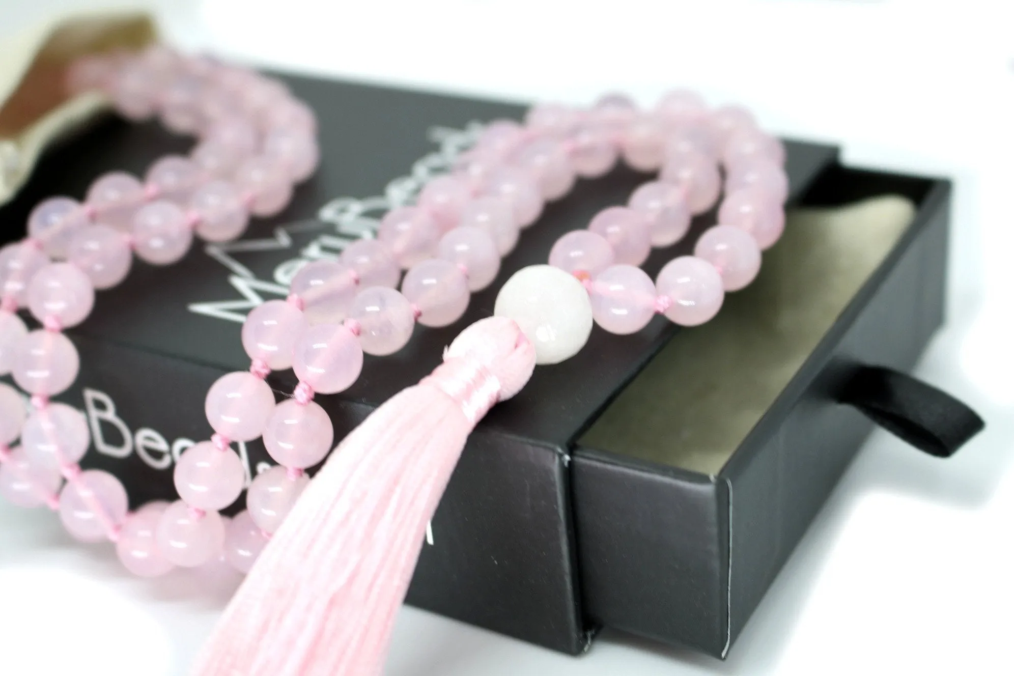 Rose Quartz Mala Beads Necklace - "I am Enough"