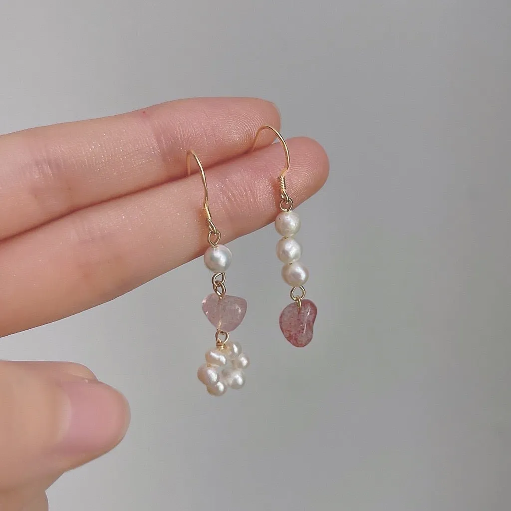 Rose Quartz Pearl Earrings