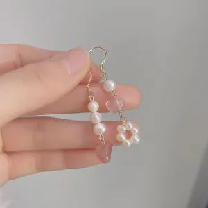 Rose Quartz Pearl Earrings