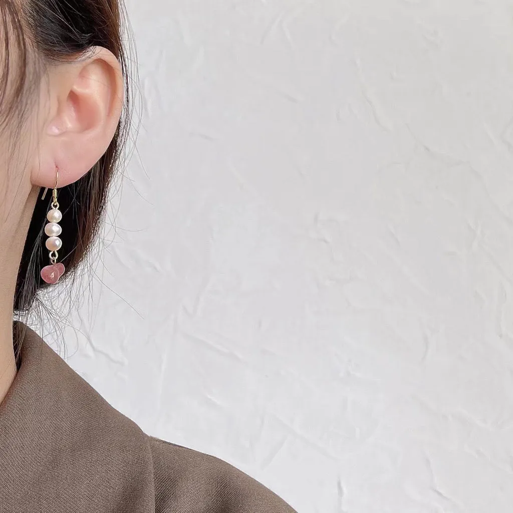 Rose Quartz Pearl Earrings