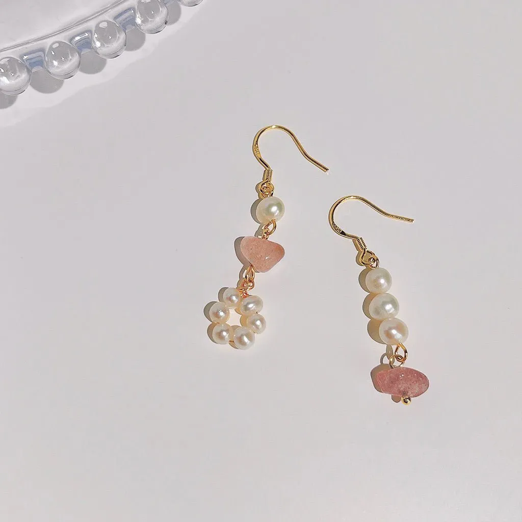 Rose Quartz Pearl Earrings