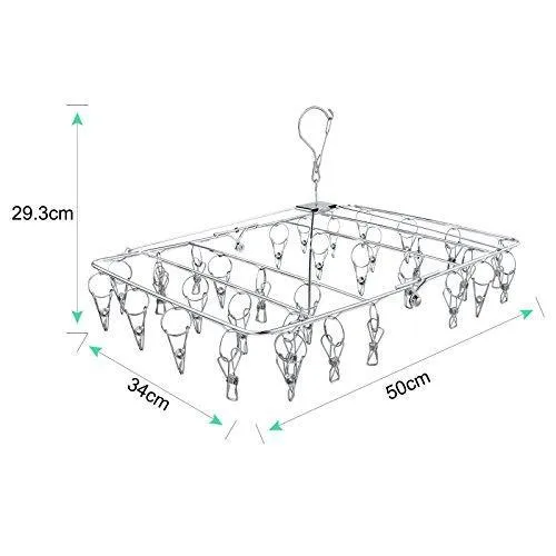 Rosefray Laundry Clothesline Hanging Rack for Drying, Sturdy 34 Clips,Collapsible Clothes Drying Rack, Great to Hang in a Closet, on a Shower Rod, and Outside on a Patio or Deck