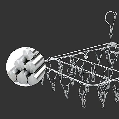 Rosefray Laundry Clothesline Hanging Rack for Drying, Sturdy 34 Clips,Collapsible Clothes Drying Rack, Great to Hang in a Closet, on a Shower Rod, and Outside on a Patio or Deck