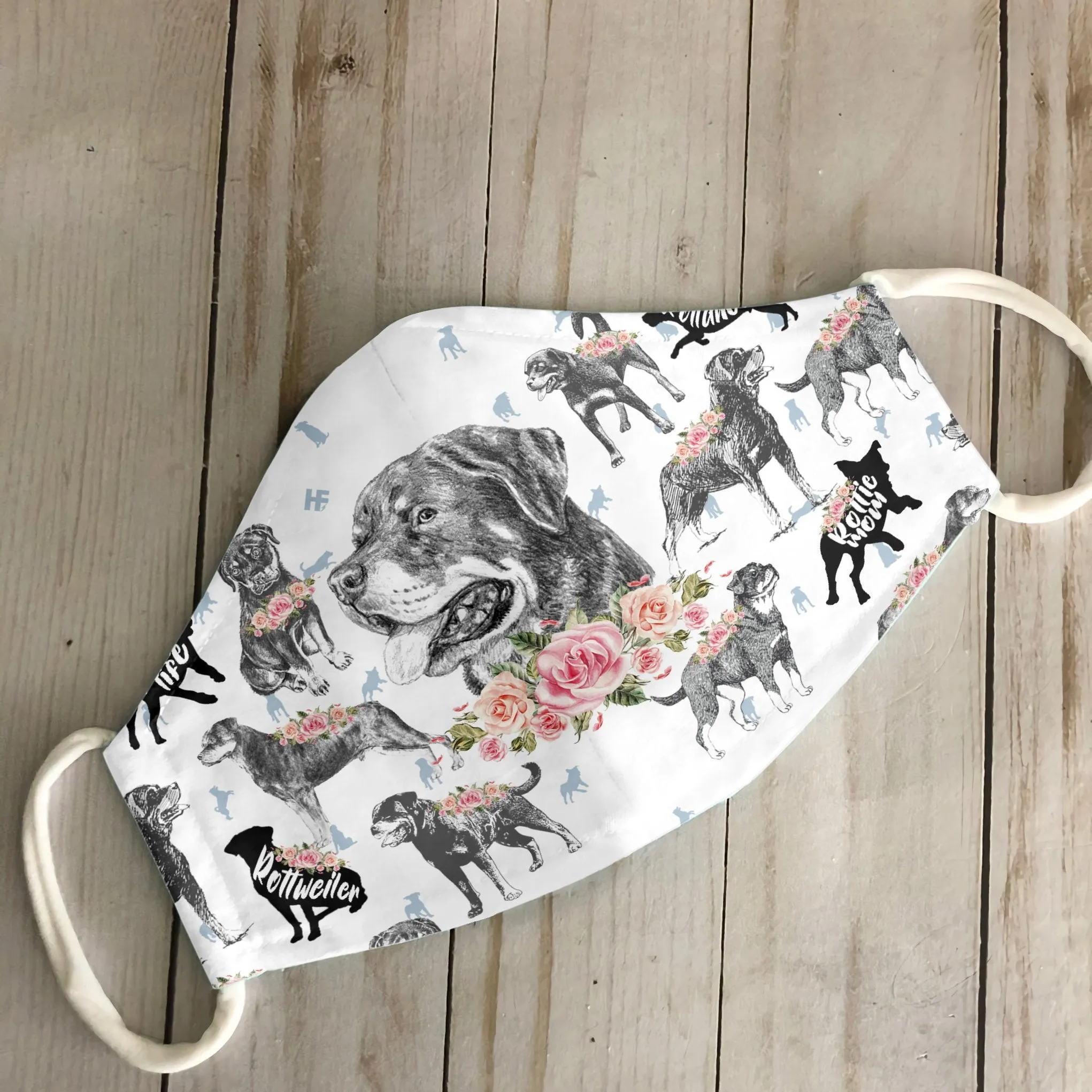 Rottweiler Floral Vintage EZ07 2606 Face Mask