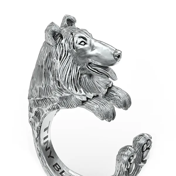 Rough Collie Jewelry Cuddle Wrap Ring