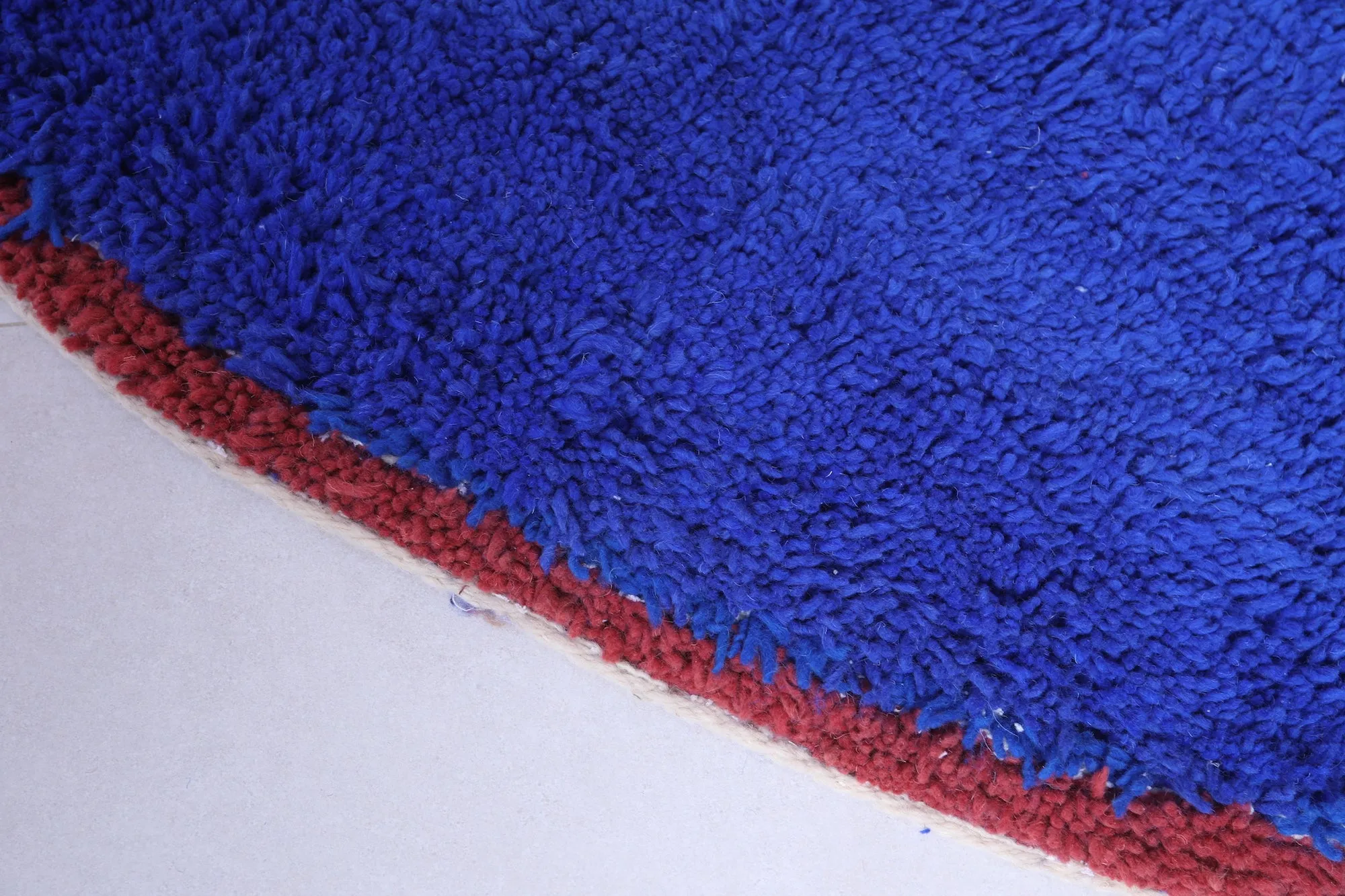Round berber handmade rug - custom blue wool rug