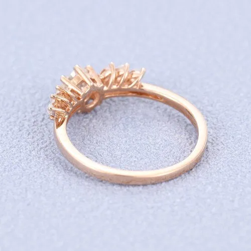 Round Vintage Moissanite Marquise cut Wedding Band Rose Gold engagement band Women half eternity band promise ring anniversary band ring