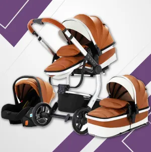 Royal Brown Upgraded Luxury 3-in-1 Baby Stroller & Car Seat