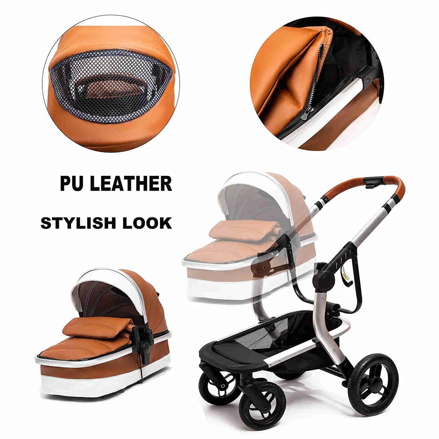 Royal Brown Upgraded Luxury 3-in-1 Baby Stroller & Car Seat