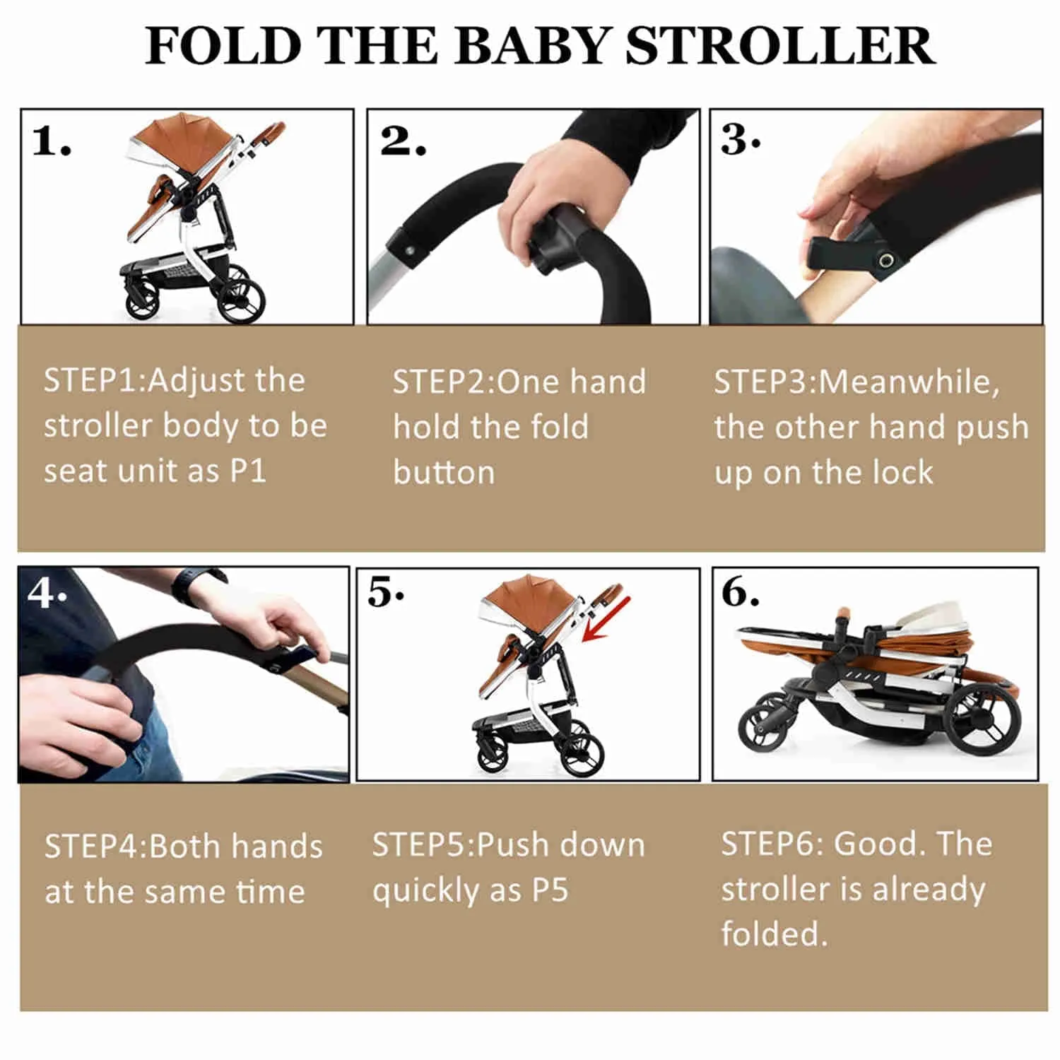 Royal Brown Upgraded Luxury 3-in-1 Baby Stroller & Car Seat