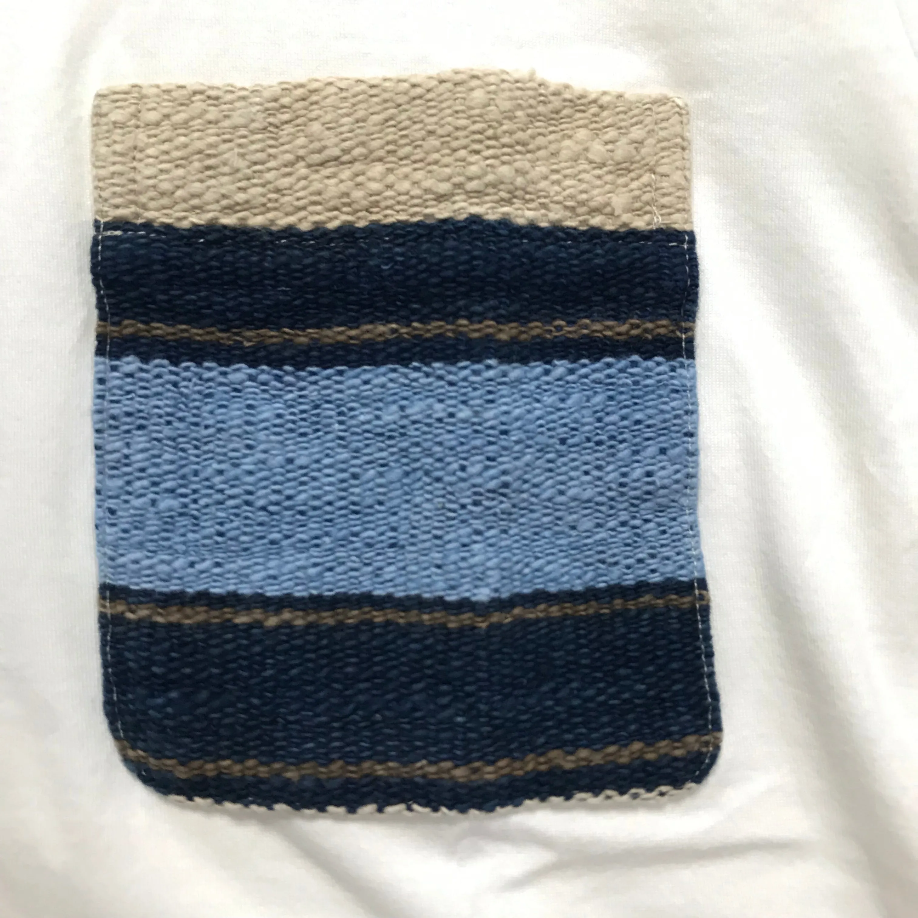 [S] Visvim Blanket Pocket Tee S/S Indigo Pattern White