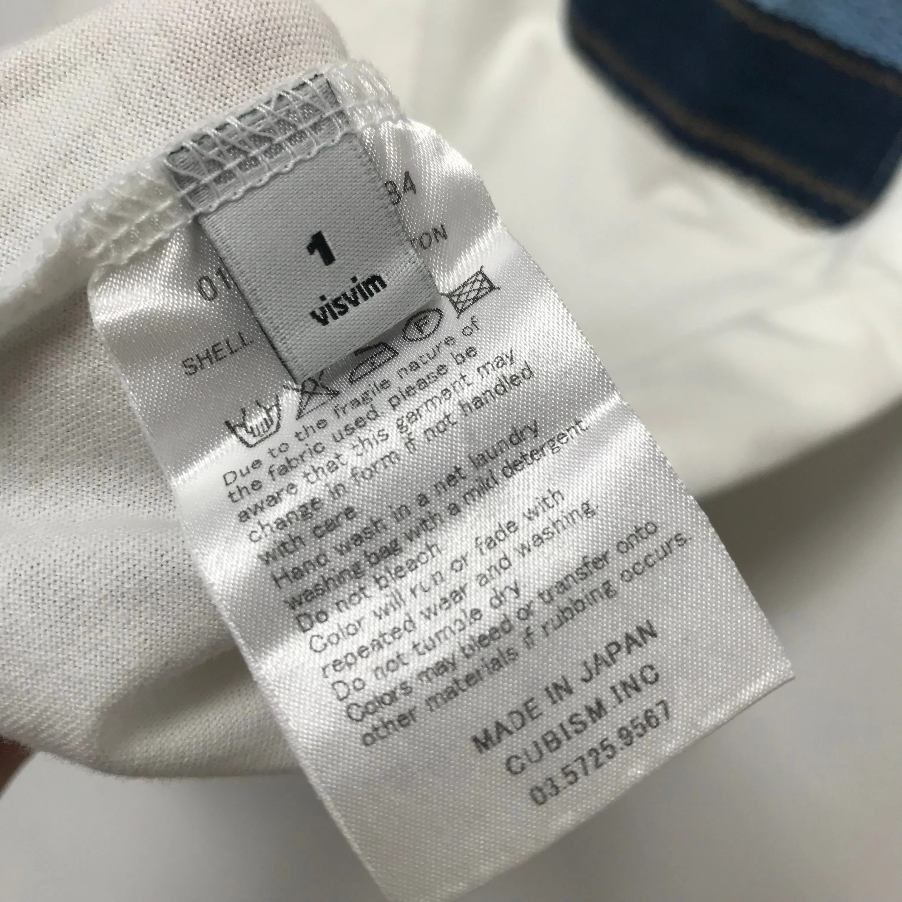 [S] Visvim Blanket Pocket Tee S/S Indigo Pattern White